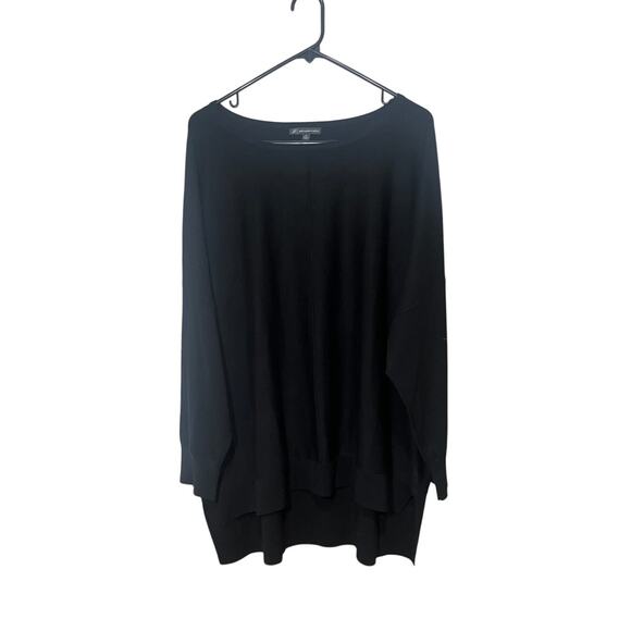 NWT Adrianna Papell Black Oversized Jersey Knit Sweater High Low Hem Size 1X - Picture 1 of 9